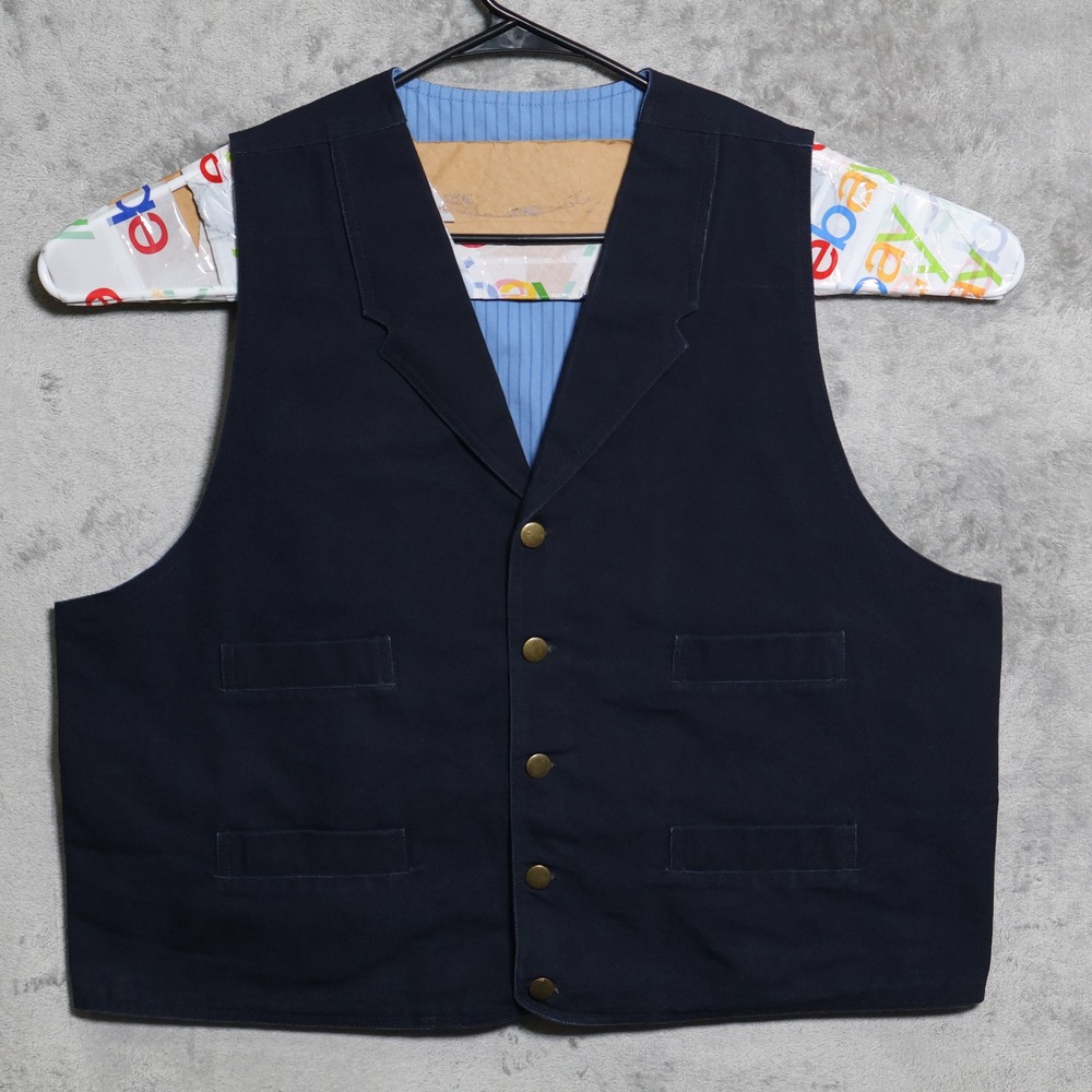Frontier Classics Vest Mens XL Blue Canvas Western Cowboy Steampunk Victorian